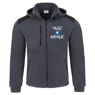 Polar męski z kapturem wzmacniany z nadrukiem - 100% pes 340g